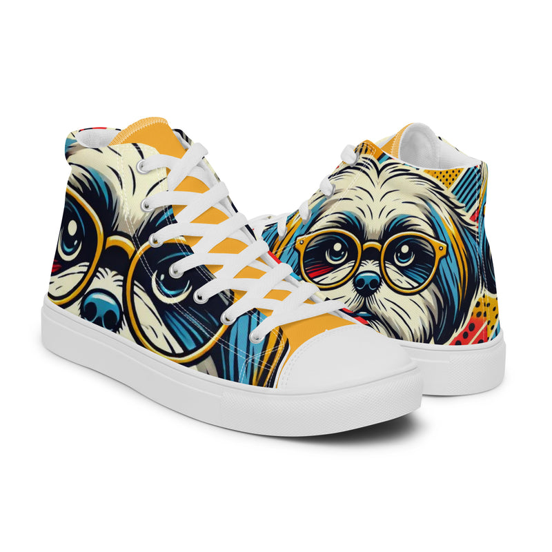 Pop Art Pup High Top #295 - Top Down View | HA!LO Canvas Sneakers