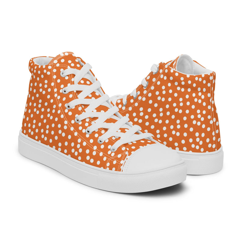 Orange Polka Dot High Top #310 - Top Down View | HA!LO Canvas Sneakers