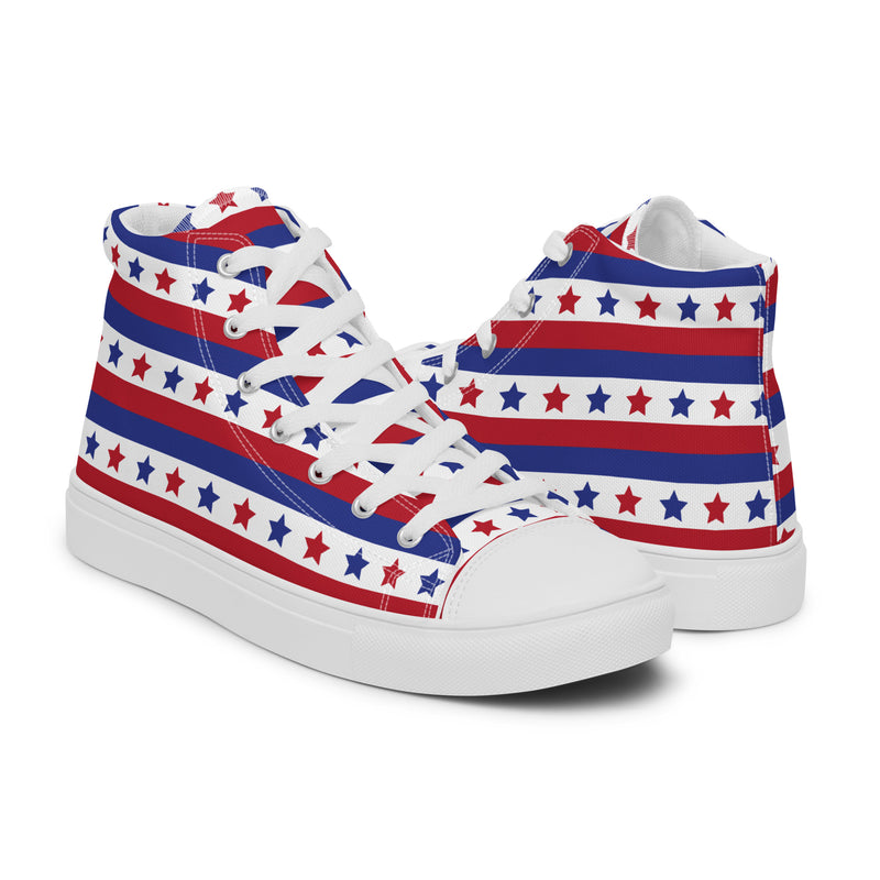 Stars & Stripes High Top #331 - Top Down View | HA!LO Canvas Sneakers
