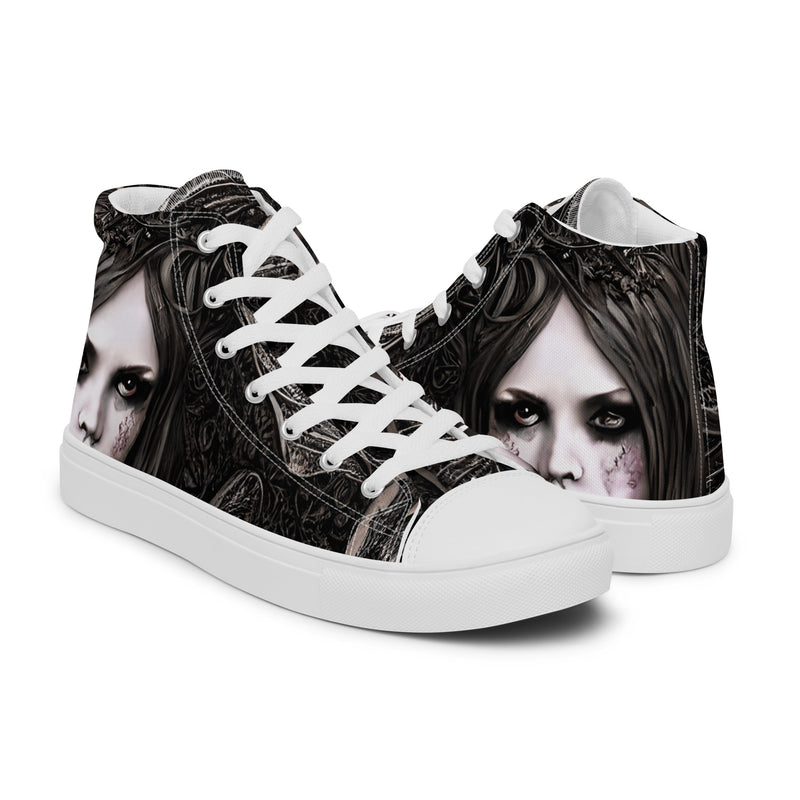 Halloween Gothic Girl High Top #322 - Top Down View | HA!LO Canvas Sneakers