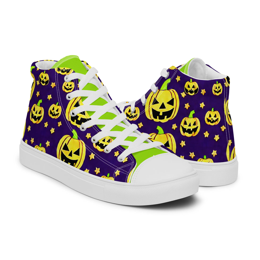 Men's Halloween Pumpkin Party High Top Sneakers 323 - ShipSneakers.com