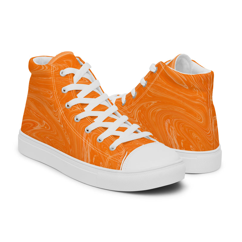 HA!LO Orange Marble #348 — Men’s Canvas High Top