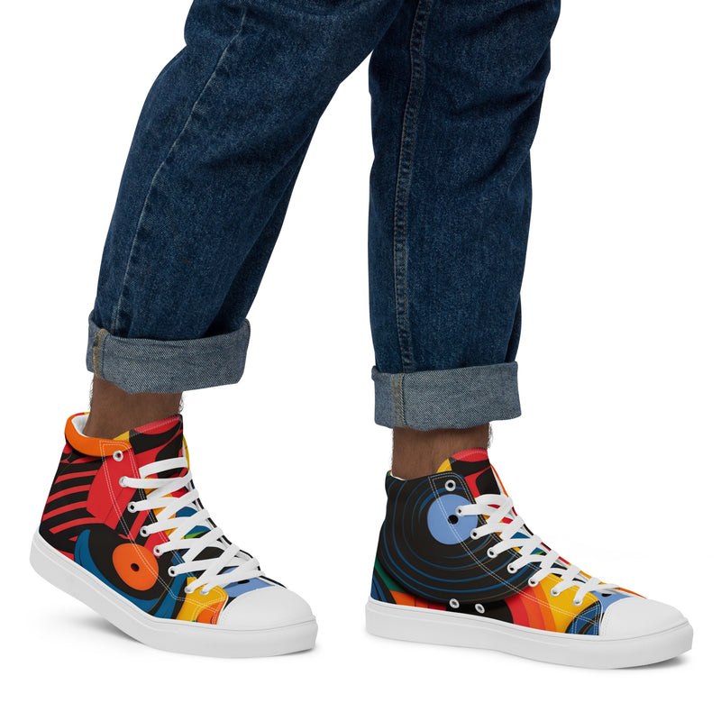 HA!LO Abstract Geo #355 — Men’s Canvas High Top