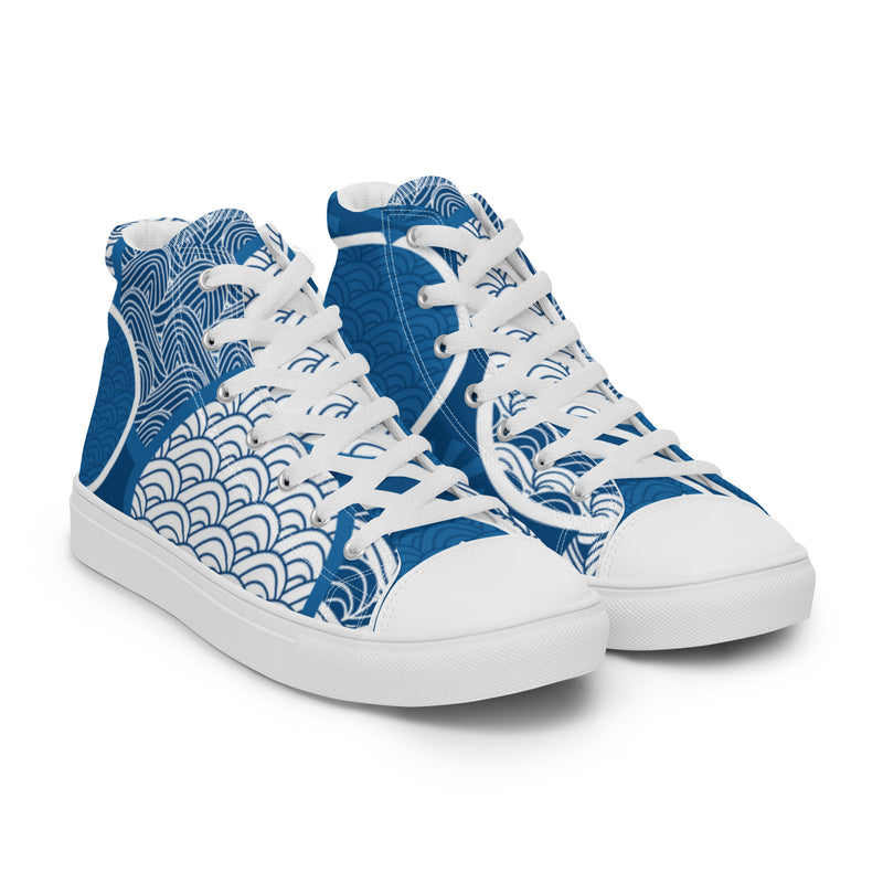 Japanese Wave High Top #2 - Front View | HA!LO Canvas Sneakers