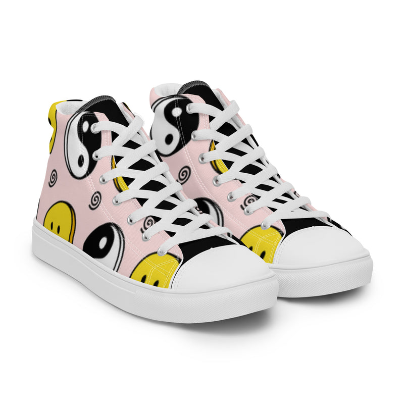 Smiley Yin Yang High Top #5 - Front View | HA!LO Canvas Sneakers