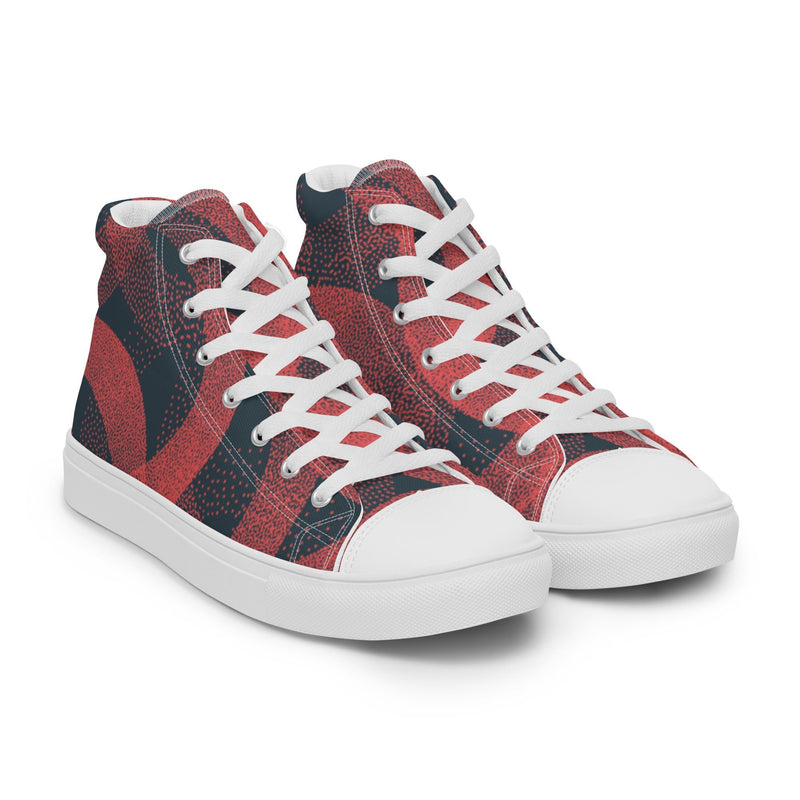 Red Swirl High Top #14 - Front View | HA!LO Canvas Sneakers