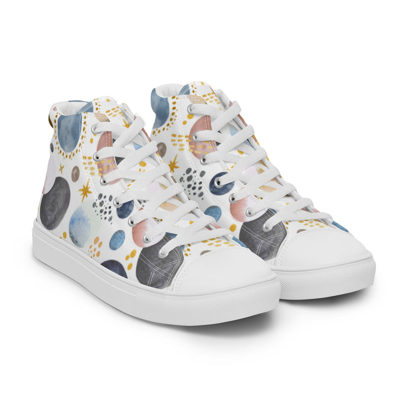 Cosmic Cream High Top #25 - Front View | HA!LO Canvas Sneakers