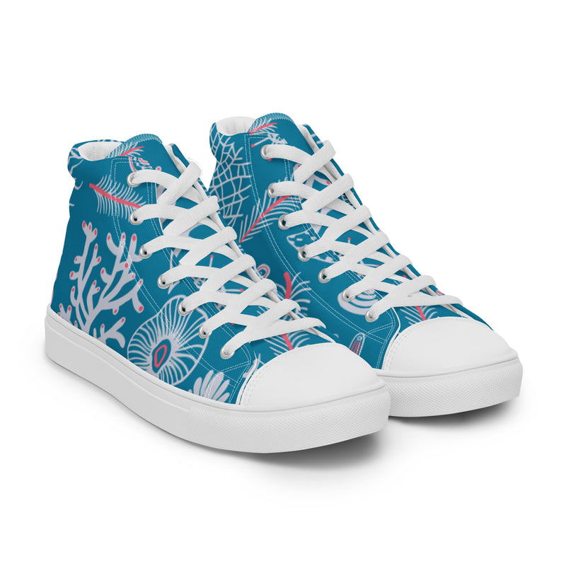 Ocean Coral High Top #35 - Front View | HA!LO Canvas Sneakers