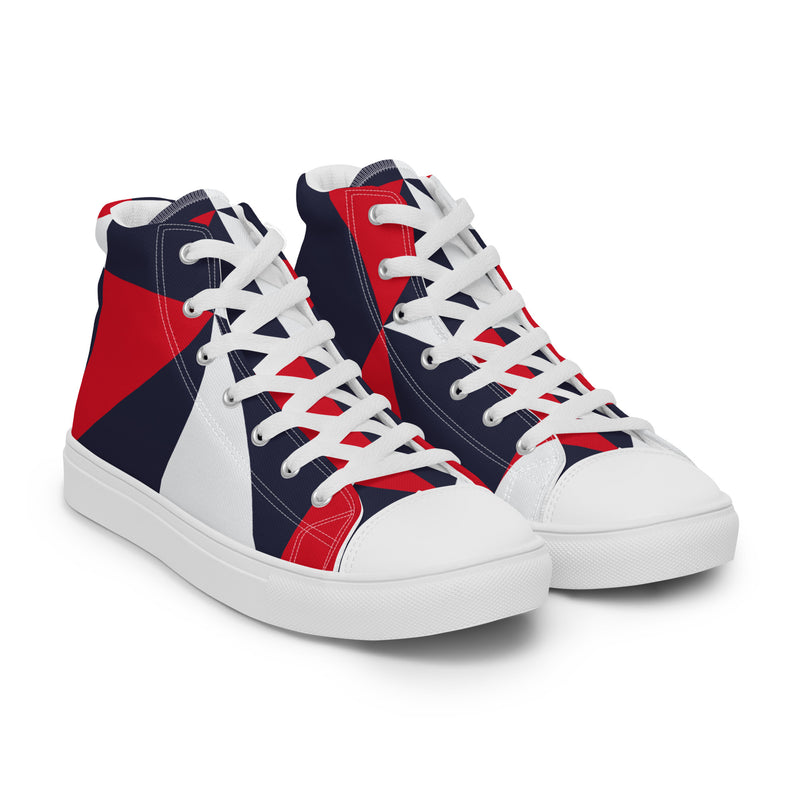 Geometric Navy High Top #45 - Front View | HA!LO Canvas Sneakers