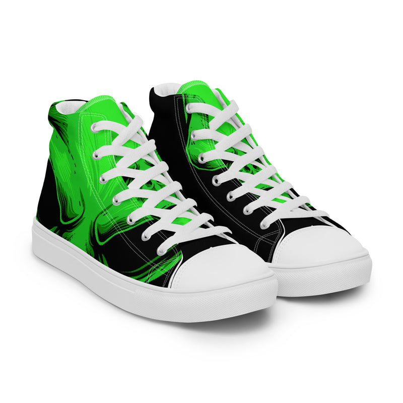 Neon Green Swirl High Top #54 - Front View | HA!LO Canvas Sneakers
