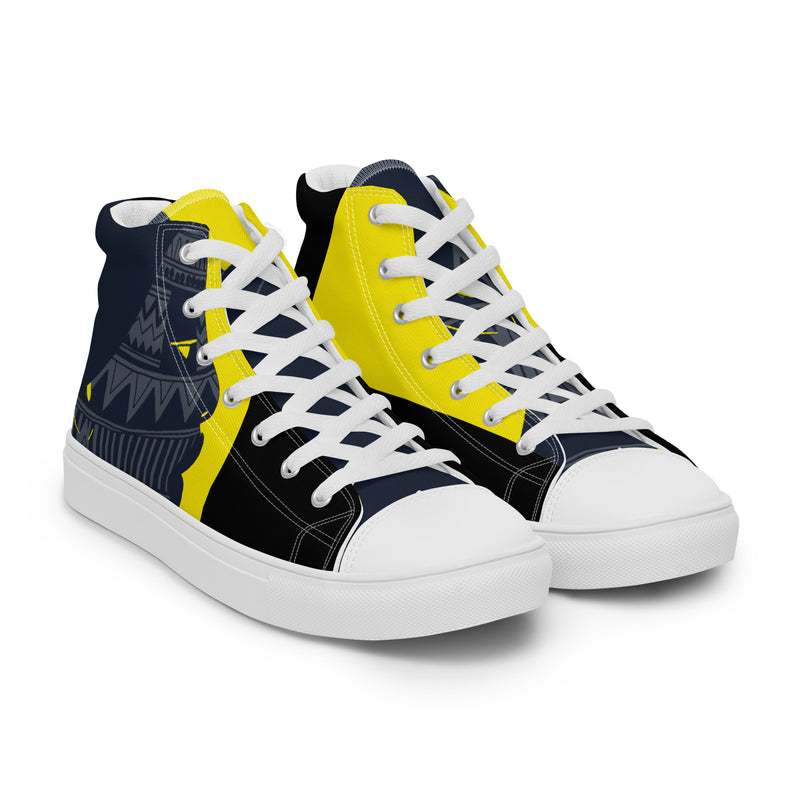 Tribal Navy High Top #73 - Front View | HA!LO Canvas Sneakers