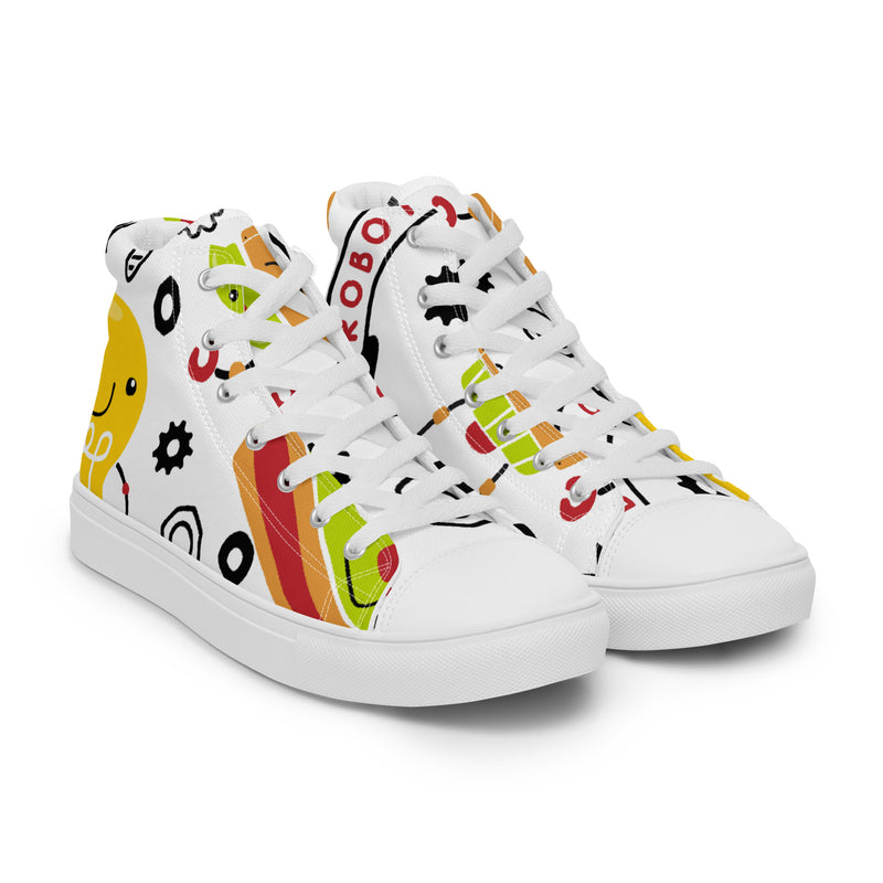 Emoji Doodle High Top #76 - Front View | HA!LO Canvas Sneakers