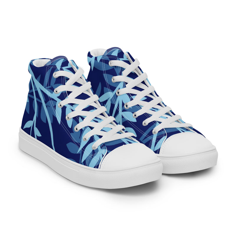 Blue Leaf High Top #84 - Front View | HA!LO Canvas Sneakers