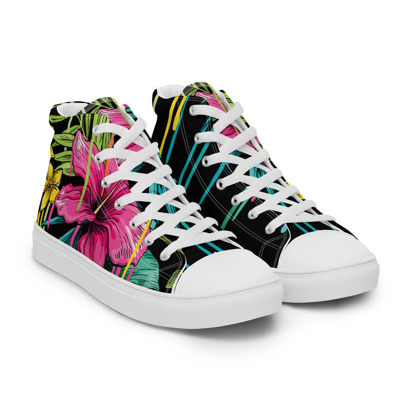 Tropical Bloom High Top #98 - Front View | HA!LO Canvas Sneakers