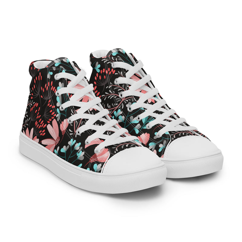 Dark Botanical High Top #110 - Front View | HA!LO Canvas Sneakers