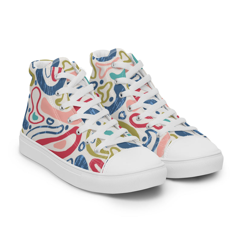 Pastel Abstract High Top #115 - Front View | HA!LO Canvas Sneakers