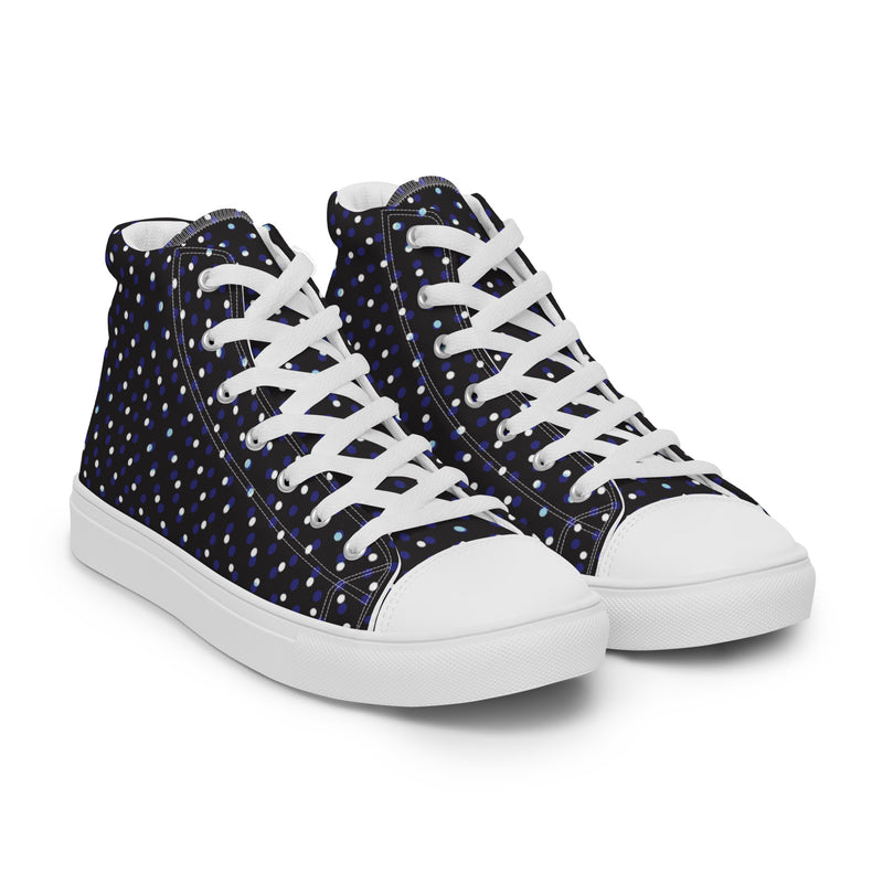 Navy Polka Dot High Top #118 - Top Down View | HA!LO Canvas Sneakers