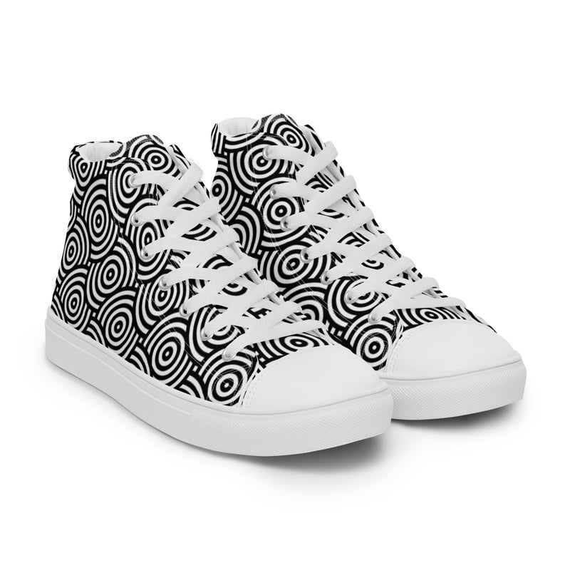 Hypnotic Circle High Top #120 - Front View | HA!LO Canvas Sneakers