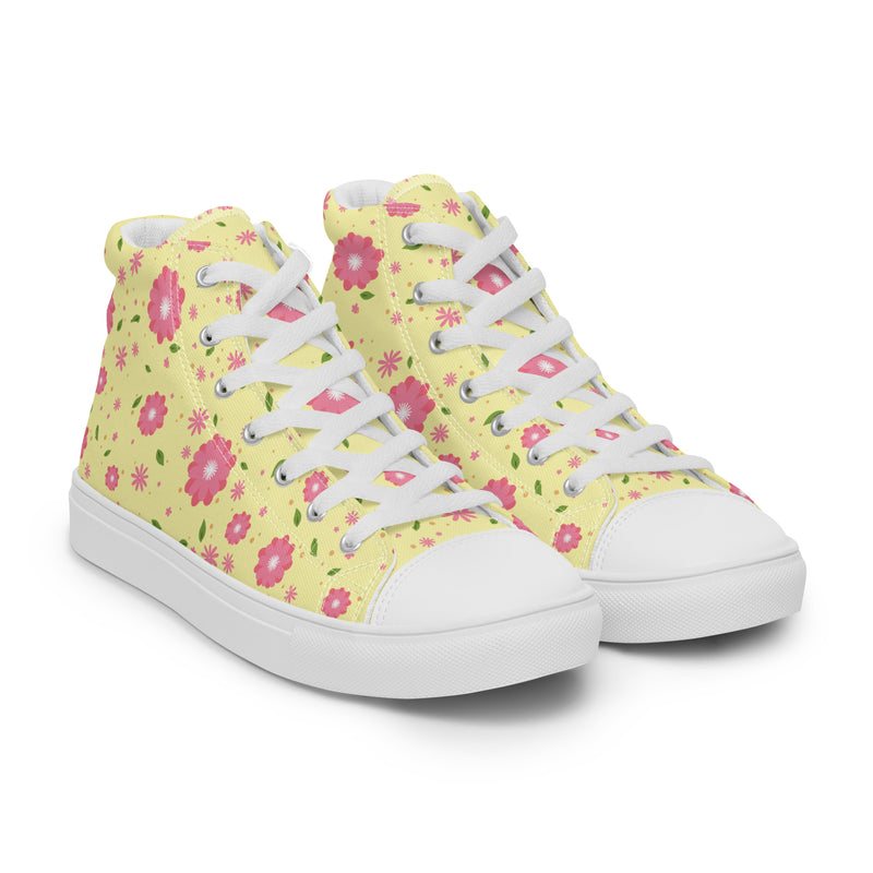 Yellow Blossom High Top #125 - Front View | HA!LO Canvas Sneakers