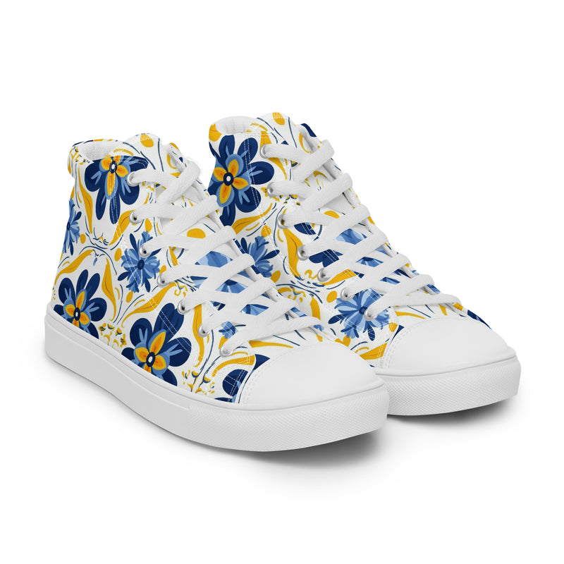 Folk Floral High Top #134 - Top Down View | HA!LO Canvas Sneakers