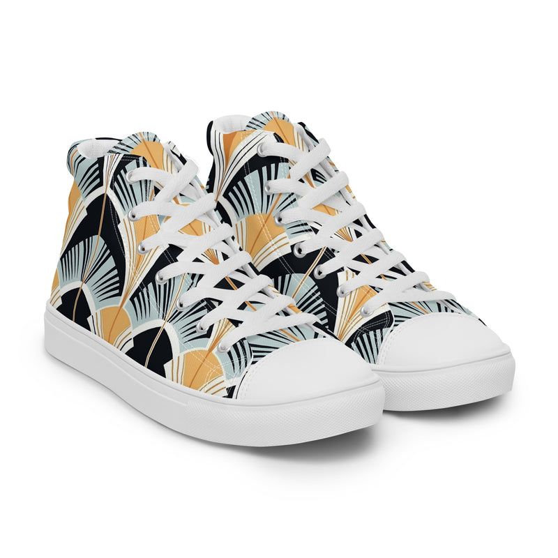 Art Deco Fan High Top #144 - Front View | HA!LO Canvas Sneakers
