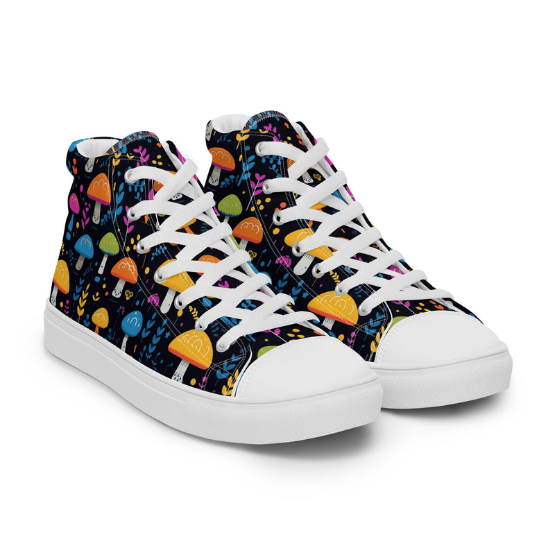 Mushroom Night High Top #146 - Front View | HA!LO Canvas Sneakers