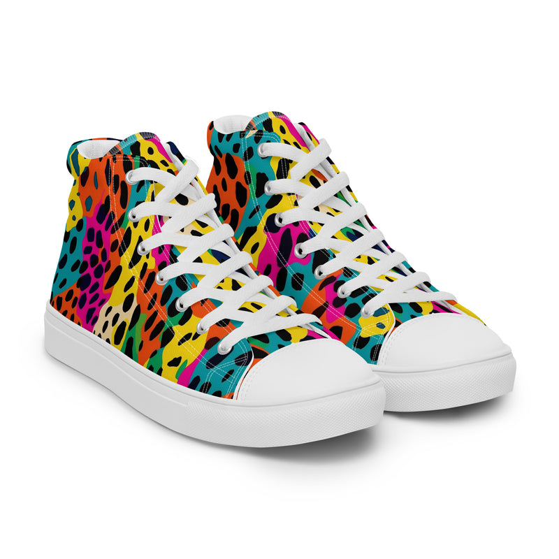 Rainbow Leopard High Top #147 - Front View | HA!LO Canvas Sneakers