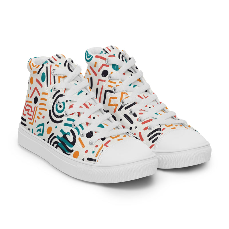 Geo Mix High Top #150 - Front View | HA!LO Canvas Sneakers