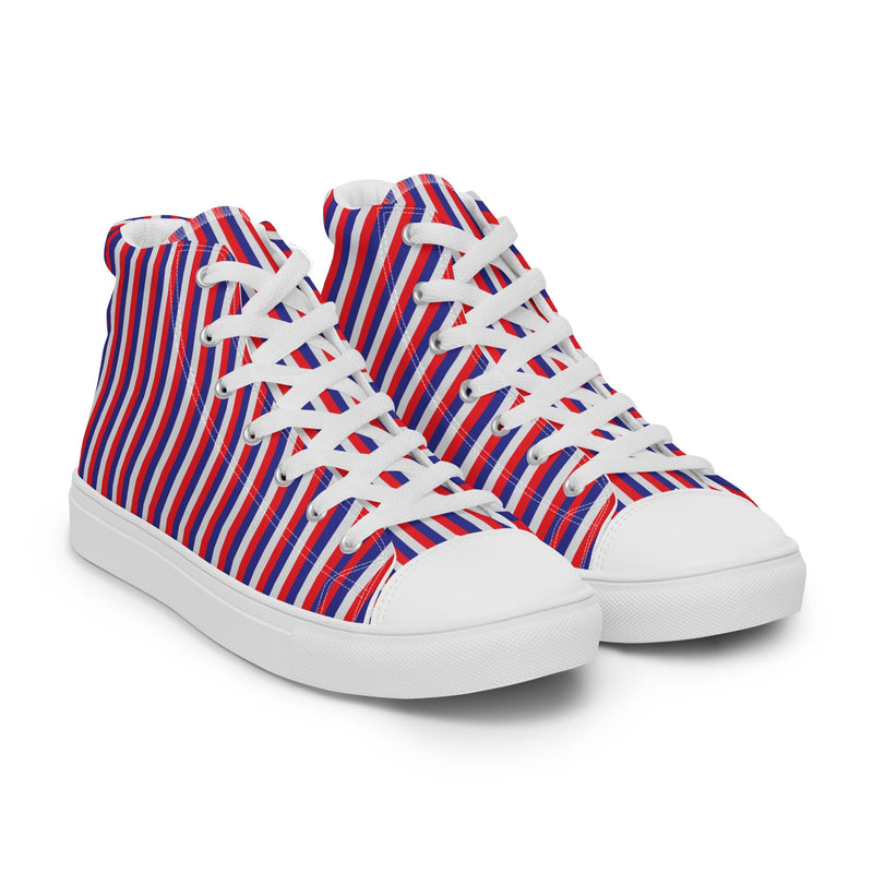 Patriotic Stripe High Top #154 - Front View | HA!LO Canvas Sneakers