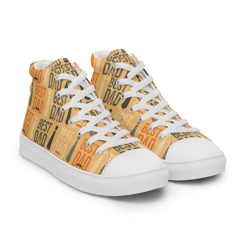 Best Dad Gold High Top #165 - Front View | HA!LO Canvas Sneakers