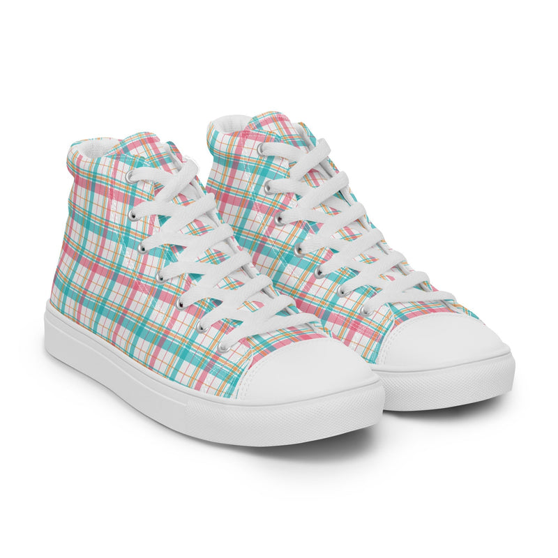 Mint Plaid High Top #199 - Front View | HA!LO Canvas Sneakers