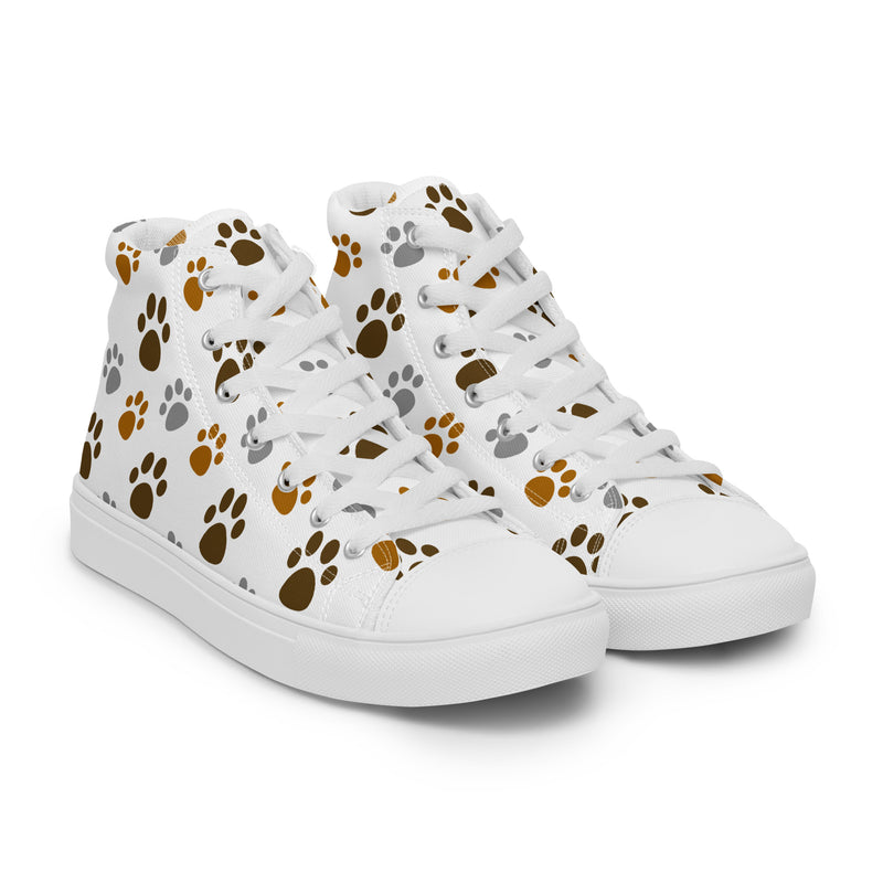 Paw Print Brown High Top #210 - Front View | HA!LO Canvas Sneakers