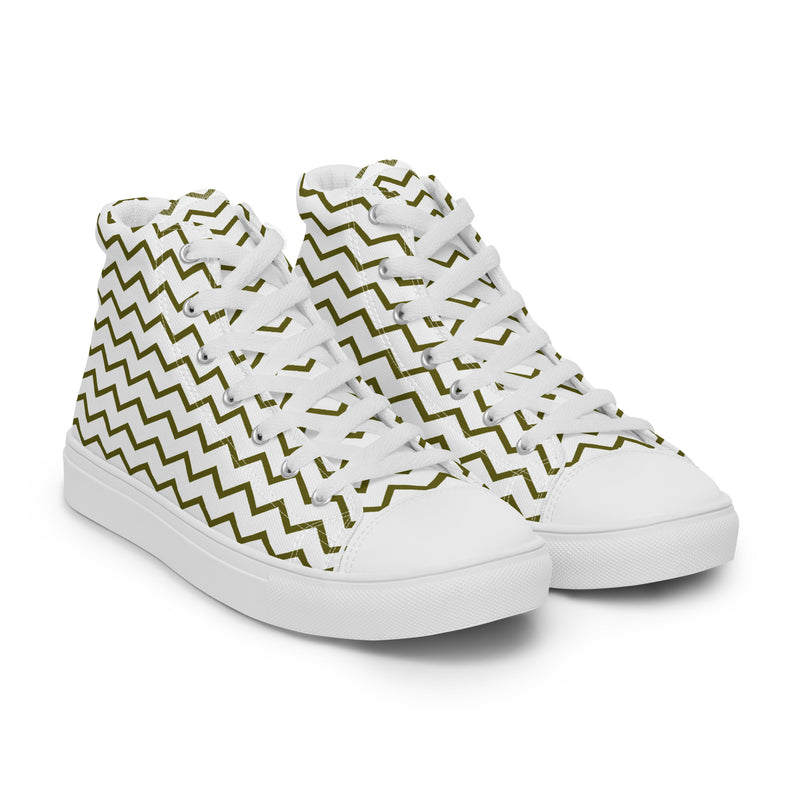 Green Chevron High Top #211 - Front View | HA!LO Canvas Sneakers