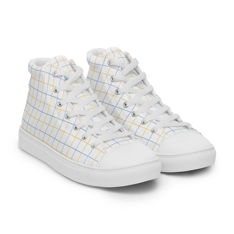 Pastel Plaid High Top #237 - Front View | HA!LO Canvas Sneakers