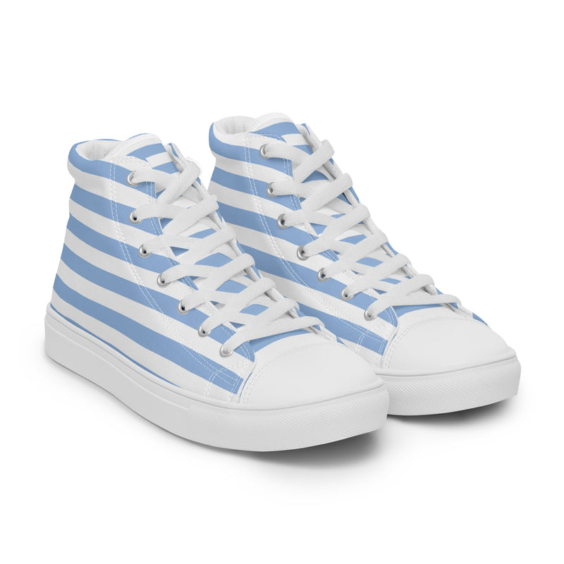Blue Stripe High Top #242 - Front View | HA!LO Canvas Sneakers