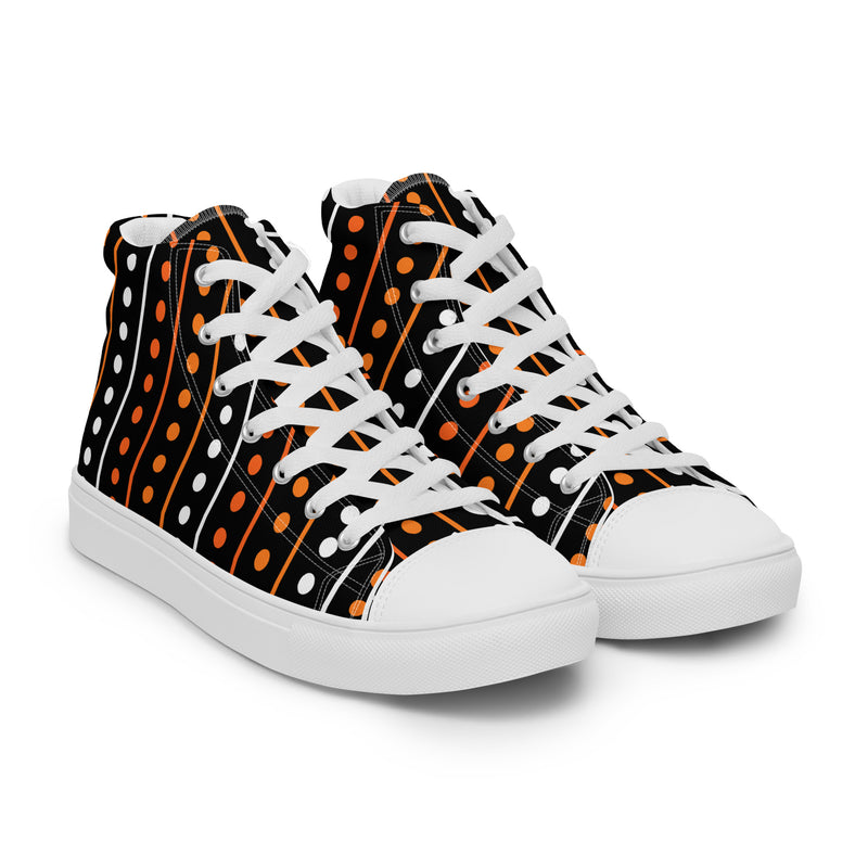Halloween Dot Stripe High Top #249 - Front View | HA!LO Canvas Sneakers