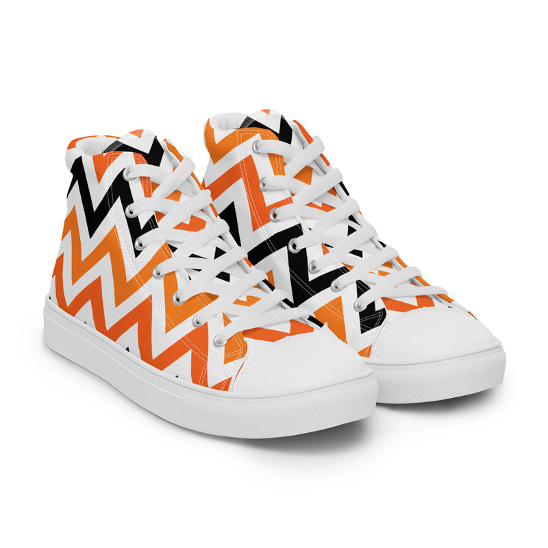 Orange Chevron High Top #252 - Front View | HA!LO Canvas Sneakers