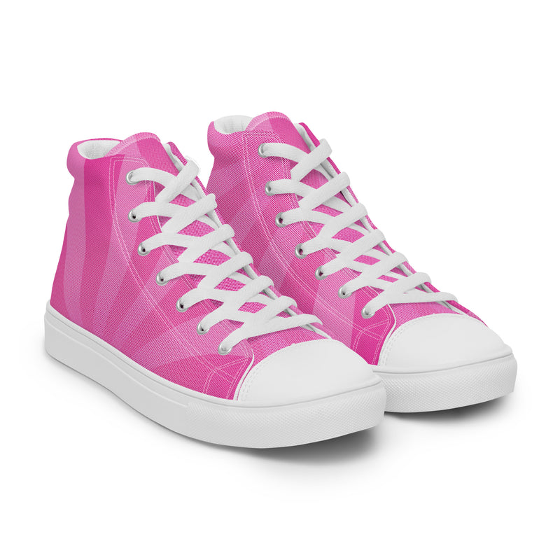 Pink Plaid High Top #274 - Front View | HA!LO Canvas Sneakers