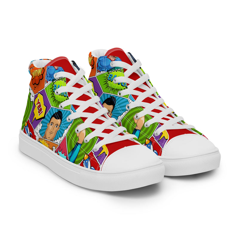 Cartoon Party High Top #276 - Front View | HA!LO Canvas Sneakers