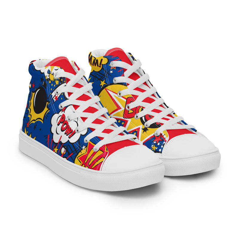 Comic Pow High Top #284 - Front View | HA!LO Canvas Sneakers