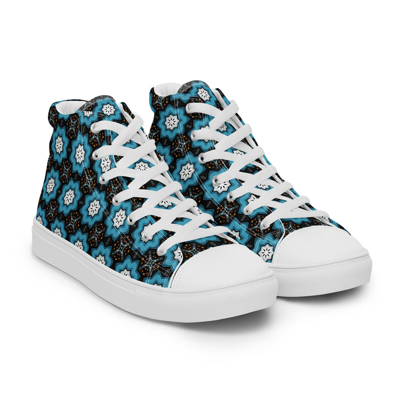 Teal Mandala High Top #293 - Front View | HA!LO Canvas Sneakers