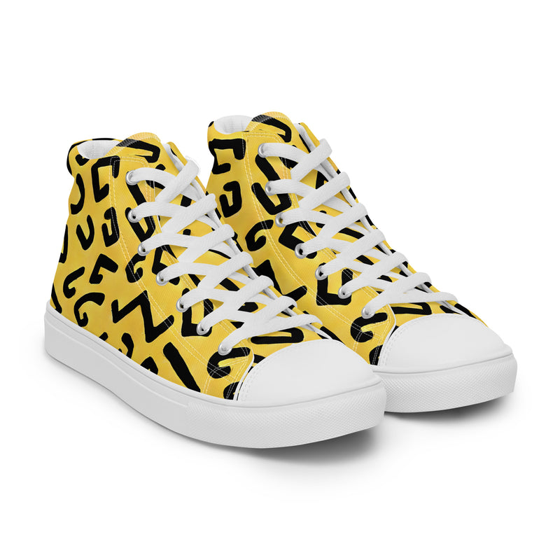 HA!LO Yellow Leopard #356 — Men’s Canvas High Top