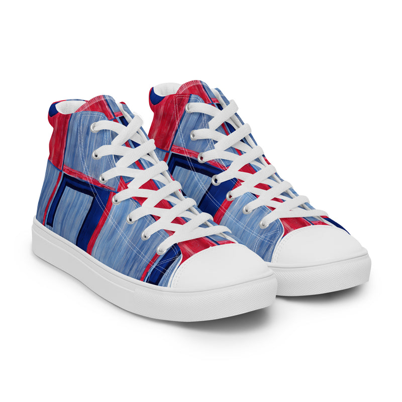 HA!LO Blue Patchwork #359 — Men's Canvas High Top