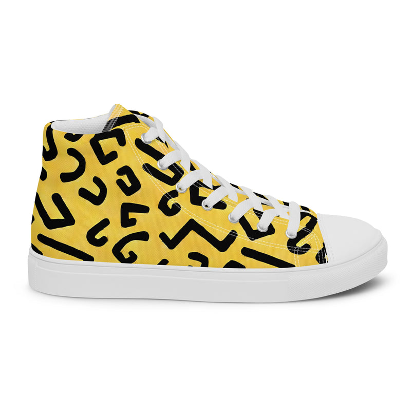 HA!LO Yellow Leopard #356 — Men’s Canvas High Top