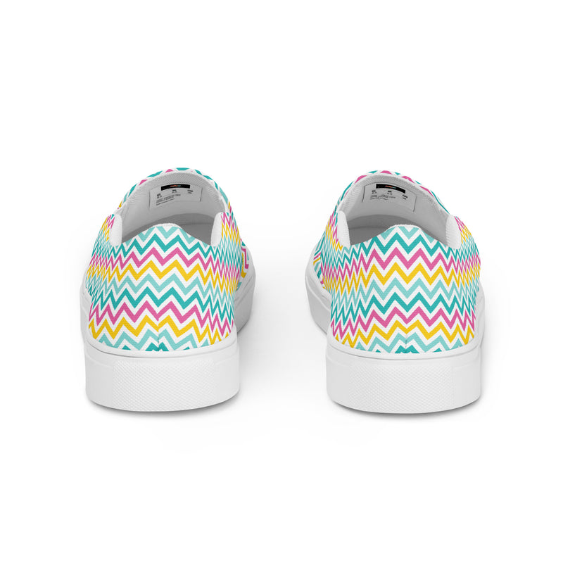 Rainbow Leopard Spot Slip-On #75 - Angled View | HA!LO Canvas Sneakers