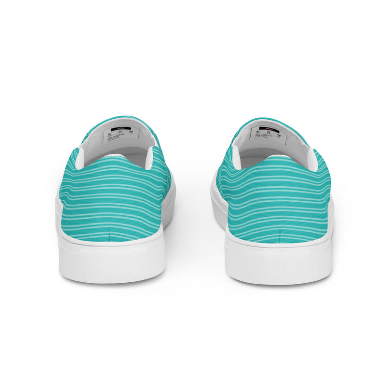 Turquoise Solid Slip-On #76 - Angled View | HA!LO Canvas Sneakers