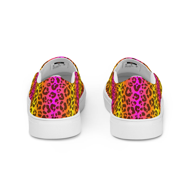 Neon Leopard Slip-On #78 - Angled View | HA!LO Canvas Sneakers