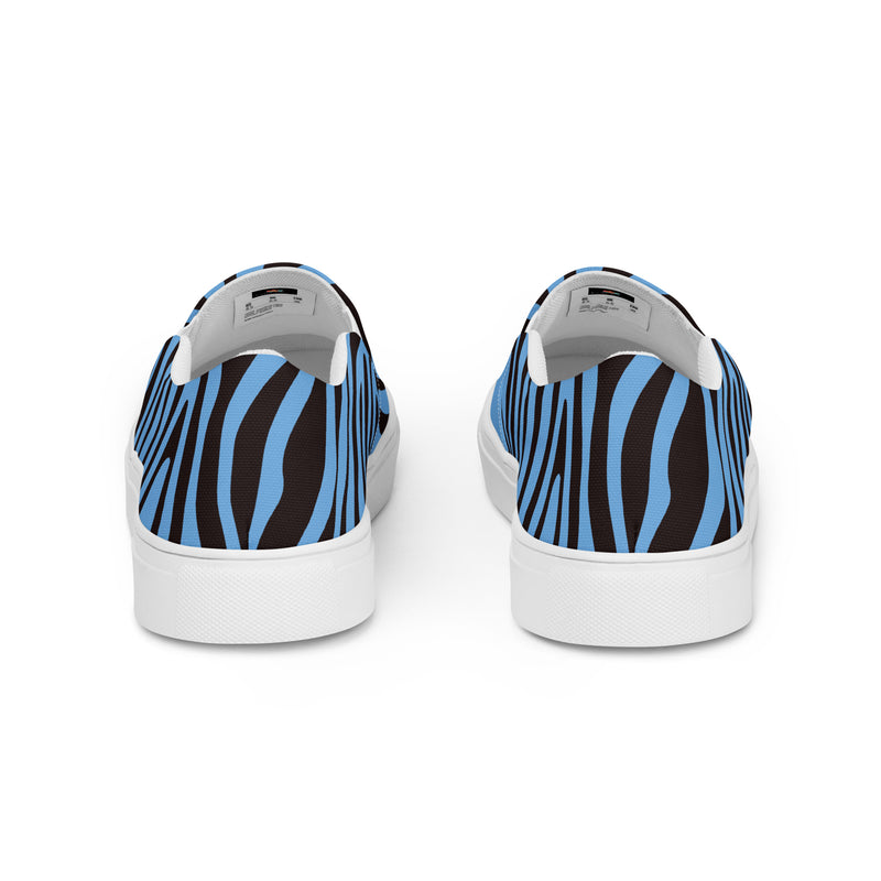 Purple Zebra Slip-On #81 - Angled View | HA!LO Canvas Sneakers