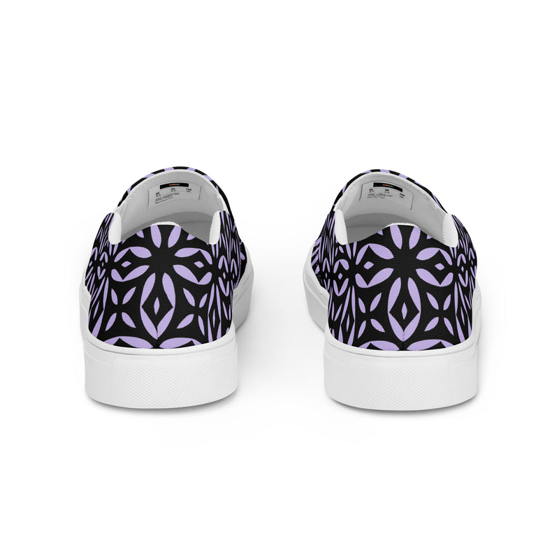 Navy Floral Burst Slip-On #103 - Back View | HA!LO Canvas Sneakers