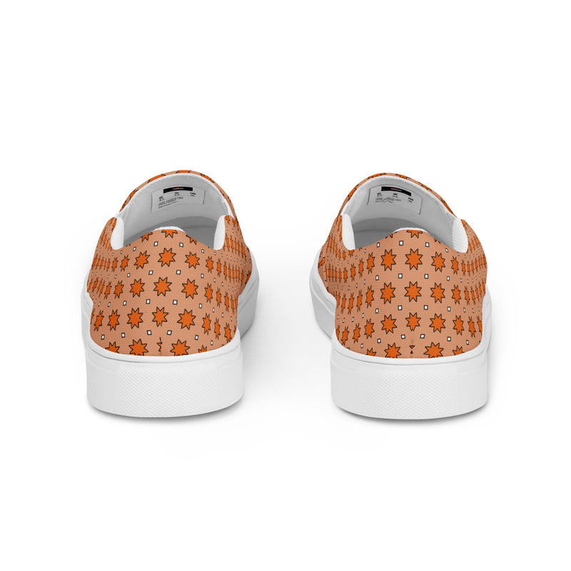 Orange Polka Dot Slip-On #106 - Back View | HA!LO Canvas Sneakers